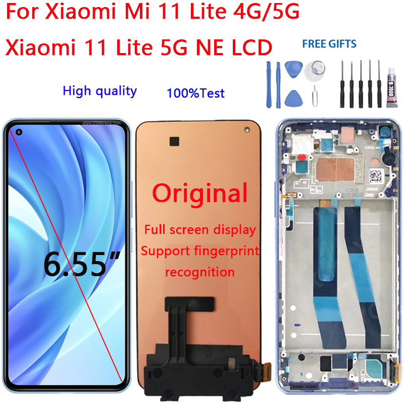 สําหรับ Xiaomi Mi 11 Lite 4G 5G NE จอแสดงผล LCD + Touch M2101K9G, M2101K9C, M2101K9R M2101K9AG 21091