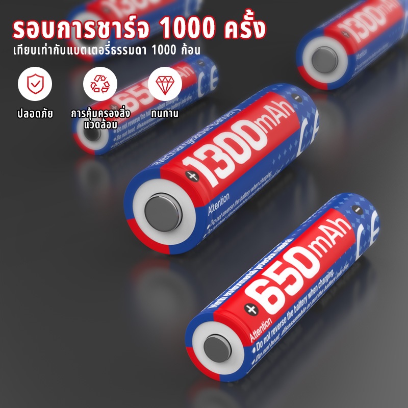 Yonii N411 4 พอร์ตคุณภาพสูง AA/AAA NiMH เครื่องชาร์จแบตเตอรี่ 1.2V AA 1300mAh/ AAA 650mAh เครื่องชาร์จแบตเตอรี่แบบชาร์จไฟได้ (1.5V ทางเลือก)