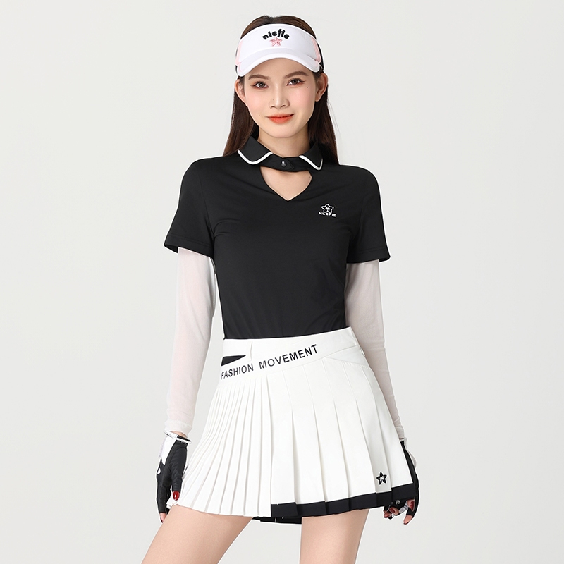 ใหม่เสื้อผ้ากอล์ฟผู้หญิงแขนยาวกีฬาสันทนาการกลางแจ้งแห้งเร็วระบายอากาศคุณภาพสูงความยาวขาและกระชับสัดส่วนแฟชั่นอารมณ์ชุดกระโปรงสั้นป้องกันการห