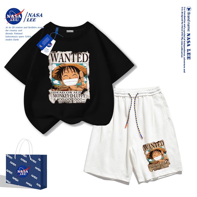 NASA ชุดเสื้อยืดแขนสั้นผ้าฝ้ายสีเหลืองน้ำเงินลายทางสำหรับเด็ก ลายการ์ตูนโจรสลัด ตัวการ์ตูนแผ่นพิมพ์ รุ่นใหม่ฤดูร้อน 2025 เสื้อผ้าเด็กชายแฟชั่นและสบายๆ สองชิ้น