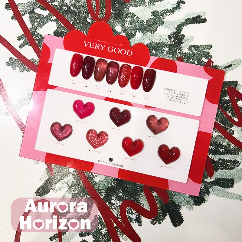 【พร้อมส่งในกรุงเทพฯ】สีเจลเซ็ตสีแดง 7สี very good สีเจลสีพื้น+สีเจลแคทอาย +สีเจลกลิซเตอร์ สีทาเล็บเจล