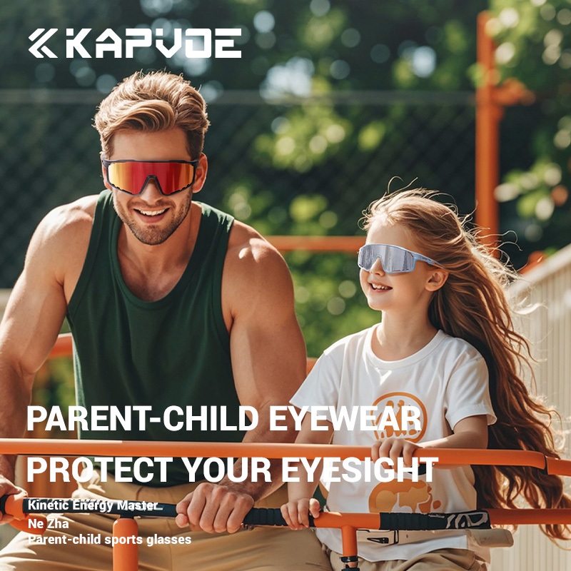 Kapvoe เด็กขี่จักรยานแว่นตาสาวขี่จักรยานแว่นตากันแดด Camping จักรยานแว่นตา UV400 เด็กจักรยานแว่นตากลางแจ้งเด็กกีฬาแว่นตา - รูปที่ 6