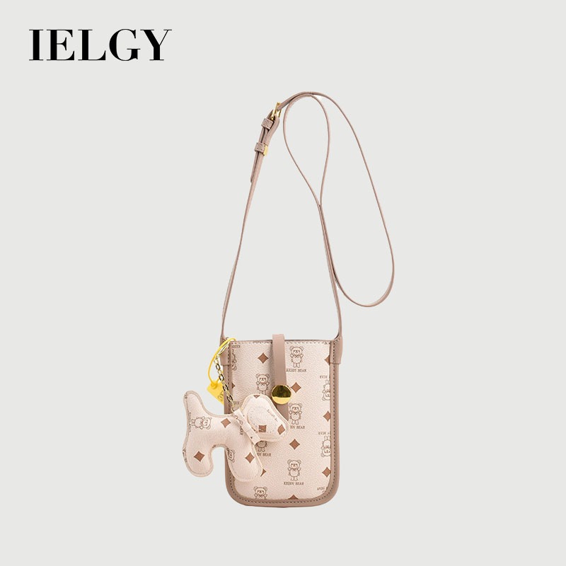 IELGY กระเป๋าโทรศัพท์มือถือสุภาพสตรี All-Match แนวตั้ง Cross-Body กระเป๋าสี่เหลี่ยมเล็กเวอร์ชั่นเกาหลีพิมพ์มินิน่ารักกระเป๋าใบเล็ก