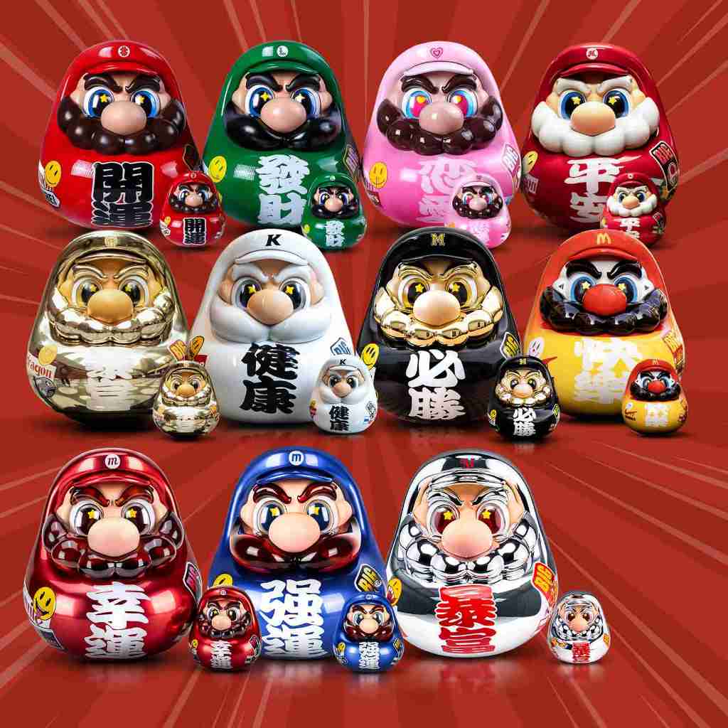 SENZII x Super Dharma Mini Series Mario สไตล์ Money-lucky ตกแต่งบ้านวันเกิดสร้างสรรค์ของขวัญอินเทรนด์เล่นรูปของเล่นตุ๊กตาขนาดเล็กขนาดใหญ่