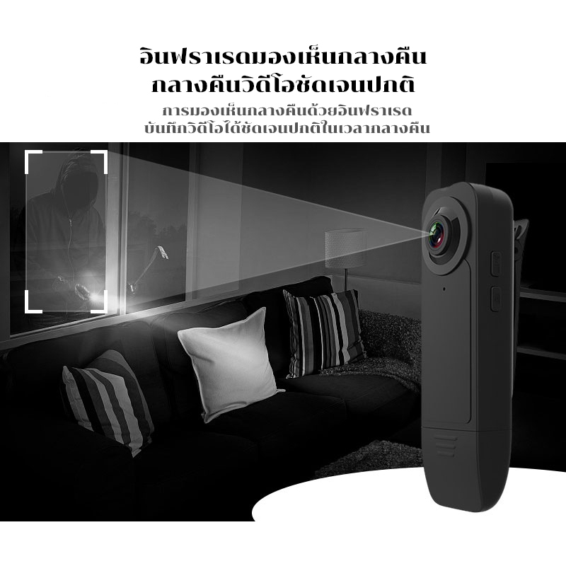 🔥รับประกัน1ปี🔥ใหม่ Wearable Mini กล้องบันทึกวิดีโอ 1080P Full HD แบบพกพา กล้องรักษาความปลอดภัยขนาดเล็กสำหรับ Home