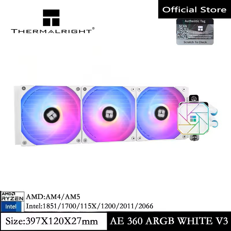 Thermalright Aqua Elite360 Water Cooling CPU Cooler 3 พัดลม PWM ARGB พร ้ อมแบริ ่ ง S-FDB ที ่ มีประสิทธิภาพ PWM ควบคุมปั ๊ มสําหรับ AMD/AM4/AM5 Intel LGA1150/1151/1200/2011/1700