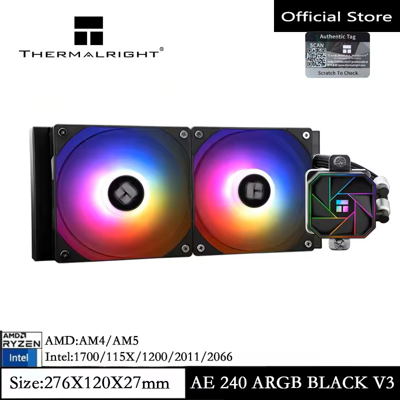 Thermalright AQUA ELITE 240 Water Cooling CPU Cooler Bkack หม้อน้ําคู่ ARGB พัดลมสําหรับ AMD/AM4/AM5 Intel LGA1150/1151/1200/2011/1700