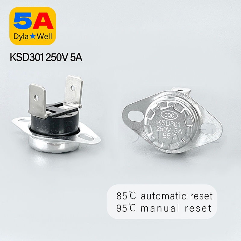 Ksd301 250V 5A Bimetal เทอร์โมสตัท KSD301-R อุณหภูมิสวิทช์ความร้อนควบคุมคู่มือรีเซ็ต Thermostat 85 9