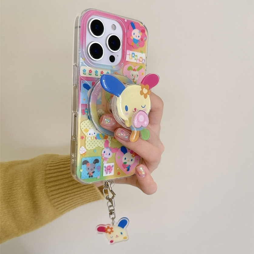 สําหรับIphone Case 17 Pro Max 16 Pro Max 15 Pro Max 14 Pro Max Double layered Love Rainbowกระต่ายเคสโทรศัพท์