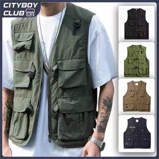 พร้อมส่ง เสื้อกั๊ก ทรงสตรีท เดินป่า หลายกระเป๋า กระเป๋า5ช่อง ออกแบบ