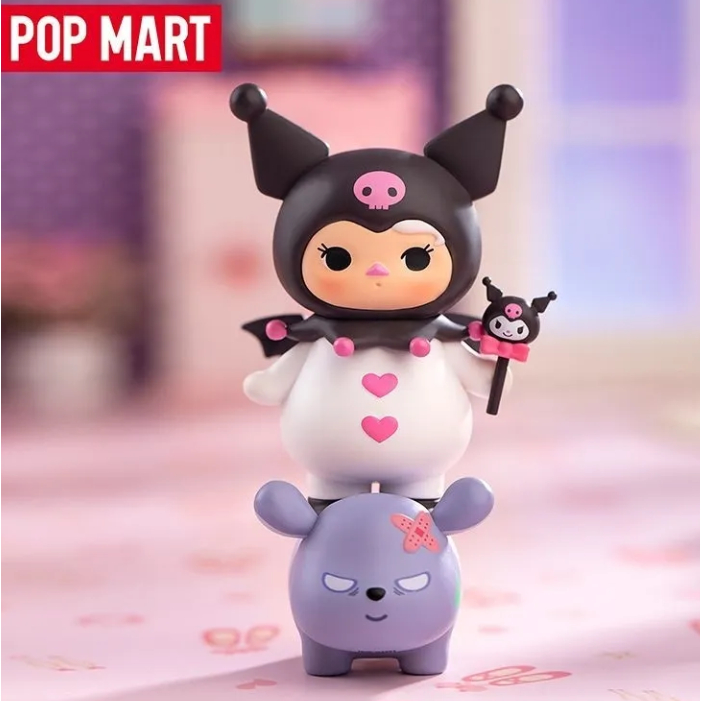 P POPMART POPMART PUCKY x Sanrio Family Series Mystery Box Kuromi ของขวัญตกแต่งรูปสุดน่ารัก