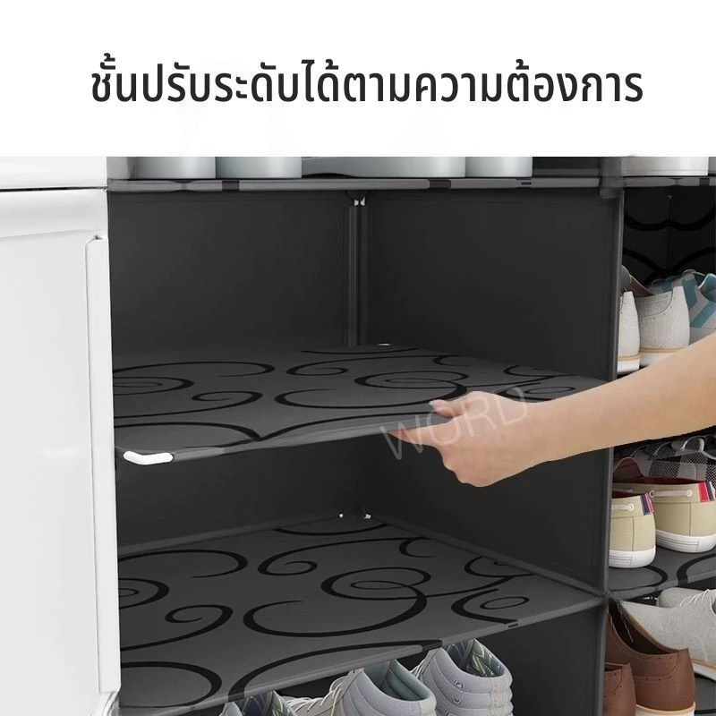 COD*ชั้นวางรองเท้า (ต่อแนวตั้ง) ❀1 แถว 4 ชั้น❀ มีประตูเปิด-ปิดและเก็บของได้ พร้อมความจุขนาดใหญ่ พร้อมกล่องเก็บ ประหยัดพื้นที่ กันฝุ่นและกันน้ํา thumbnail 5