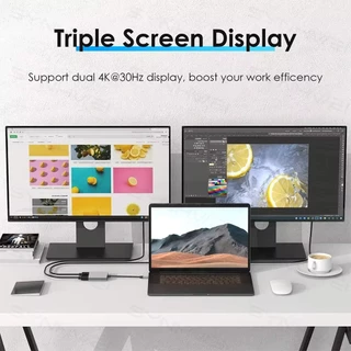 Usb C ถึง 2 อะแดปเตอร์ที่รองรับ HDMI ประเภท C ถึง Dual HDMI Multi Monitor Extension 4K HD Display Splitter สําหรับ Windows Mac PC แล็ปท็อปโปรเจคเตอร์