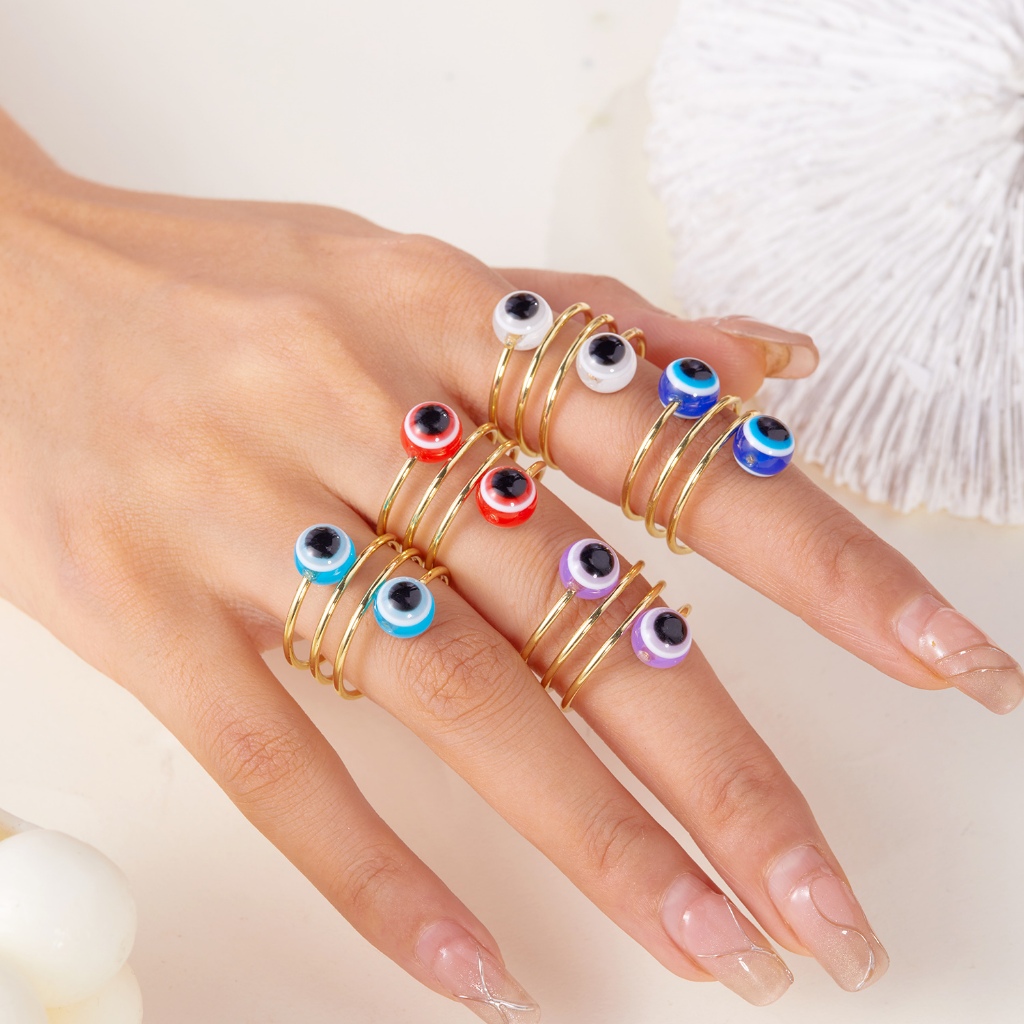 Yx Evil Eye เปิดปรับแหวนหลายชั้นแฟชั่นเครื่องประดับของขวัญวันหยุดวินเทจ