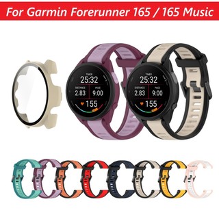 สายซิลิโคน + Hard PC กรณีป้องกันหน้าจอสําหรับผู้เบิกทาง Garmin 165 / 165 เพลงเปลี่ยนสมาร์ทวอท์ชแฟชั่น Patchwork สีสายรัดข้อมือ