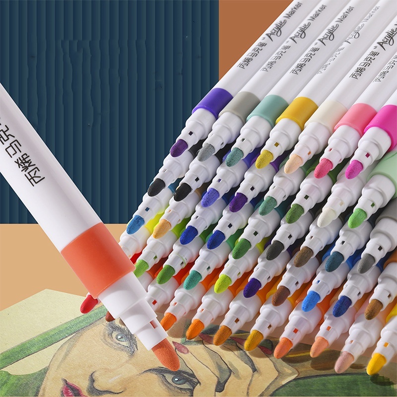 12/24/36/48 สีอะคริลิค Marker ปากกาโรงเรียนภาพวาด Marker ปากกาน้ําหมึกปากกาสี Marker Art Marker ชุด