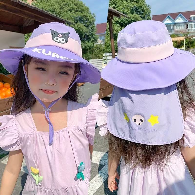 หมวกเด็ก Kuromi จาก Sanrio แบบหมวกกันแดด UV ปกป้องรังสีUV ออกแบบเป็นทรงถัง สวมใส่ได้ทั้งหญิงและชาย