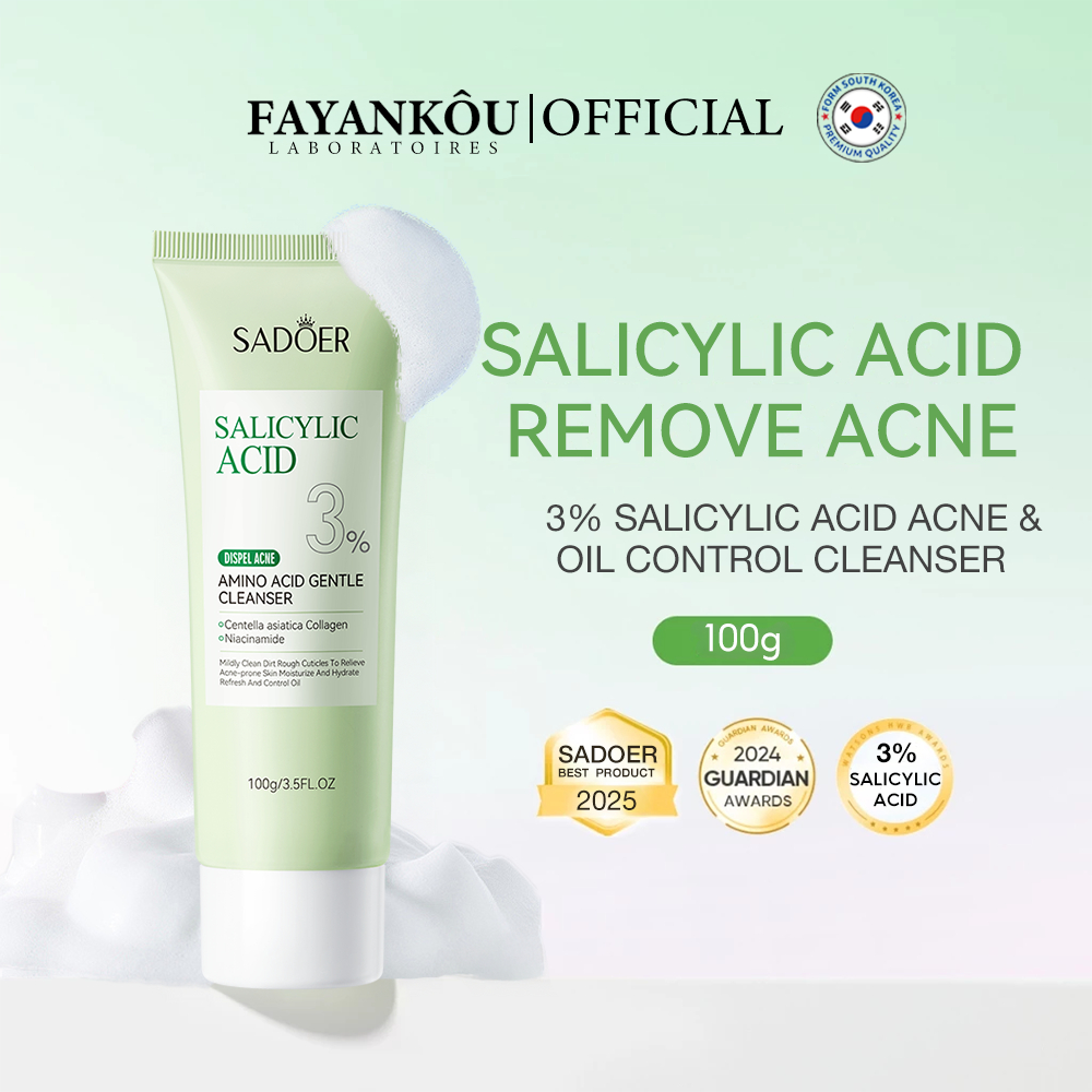 3% Salicylic Acid Facial Cleanser รักษาสิว ควบคุมความมัน Amino Acid Gentle Skincare 100g