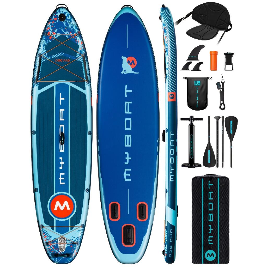 Myboat สุนัขสนุก Inflatable Paddle Board 116x34x6 ผู้ใหญ่กีฬาทางน้ําสไตล์ยืน Sup Board พร้อมอุปกรณ์เ