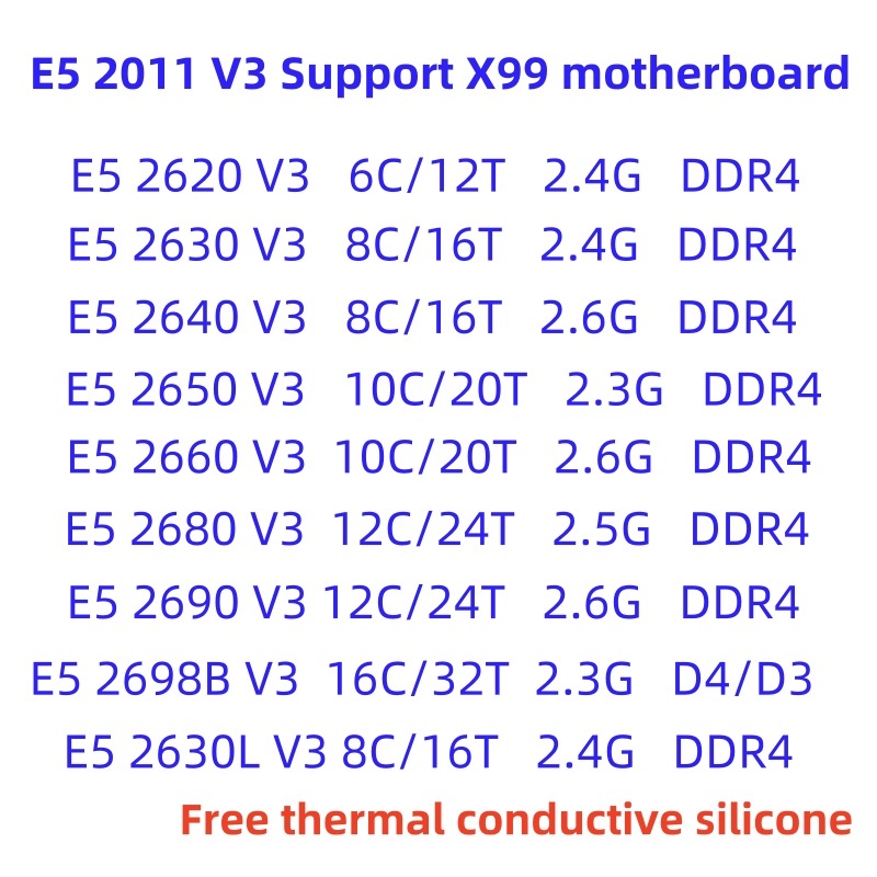 X99 Server โปรเซสเซอร์ E5 2630V3 2640V3 2650V3 2660V3 2670V3 2680V3 2680V3 2690V3 2698BV3 2620V3 DDR