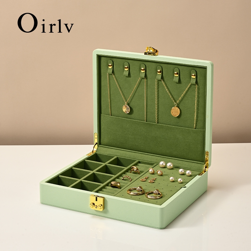 Oirlv กล่องเครื่องประดับหรูหรากันน้ําเครื่องประดับ Organizer Case พร้อมล็อค X068