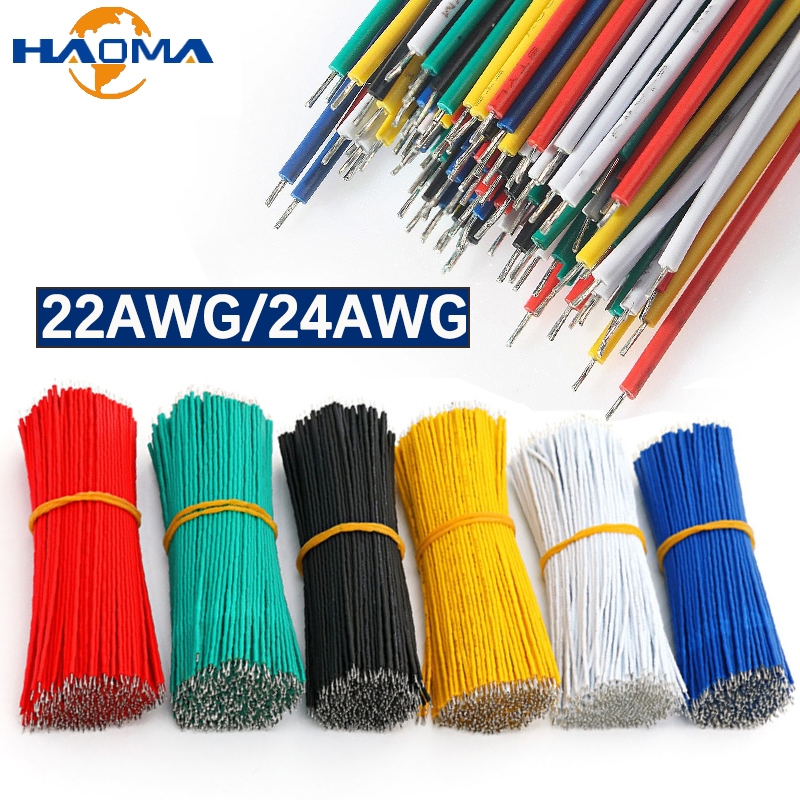 Tin-Plated Breadboard PCB Solder Cable 22AWG/24AWG Fly Jumper ลวดดีบุก Conductor ลวดเชื่อมสายไฟความยาว 50/100/150 มม.