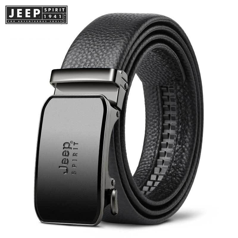 Jeep SPIRIT 1941 ESTD เข็มขัดหนังผู้ชายพร้อมหัวเข็มขัดอัตโนมัติสําหรับธุรกิจ