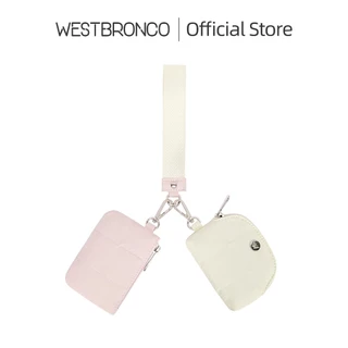 WESTBRONCO กระเป๋าสตางค์คล้องมือแบบพวงกุญแจขนาดเล็กสำหรับผู้หญิง กระเป๋าใส่เหรียญไนลอนแบบถอดได้พร้อมสายคล้องมือแบบพกพาได้ 2 ช่อง สำหรับผู้หญิง สำหรับการเดินทาง เล่นกีฬา กลางแจ้ง