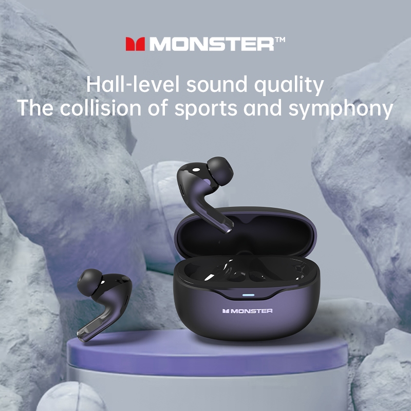 Monster MQT53 TWS หูฟังบลูทูธ ANC ลดเสียง บลูทูธ 5.4 การโทรแบบ HD กันน้ำ หูฟังกีฬา พร้อมไมโครโฟน