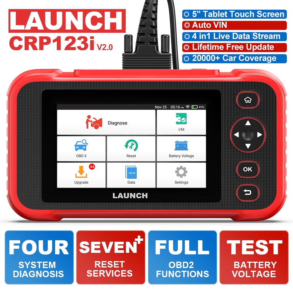Launch CRP123I V2.0 เครื่องสแกนเนอร์ OBD2 เครื่องอ่านโค้ด วิเคราะห์ 4 ระบบ รีเซ็ท 7 ฟังก์ชั่น