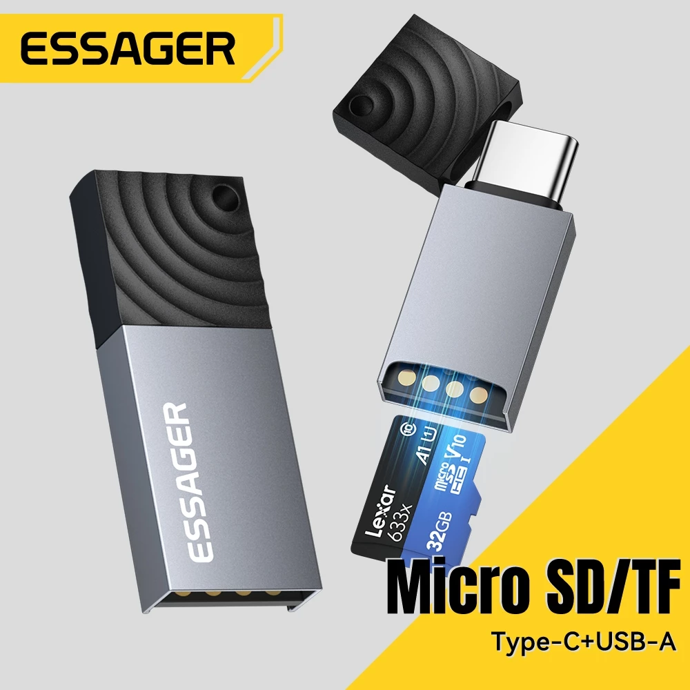 Essager Dual-Port USB 2.0 Type-C & USB-A Card Reader 2.0 Tf Sd Micro Type-C Otg Converter สําหรับสมาร์ทโฟน