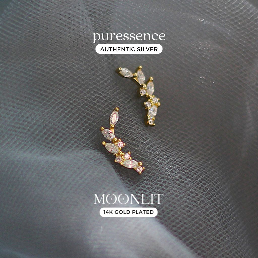 ต่างหู_collection_Moonlit_ดอกไม้เงา_Laurel_สาขาเพชร_S925_เงิน_พลาทีเนียม_เคลือบ_14K_Gold_เหมาะสำหรับ