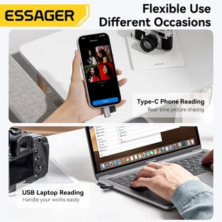 Essager Dual-Port USB 2.0 Type-C & USB-A Card Reader 2.0 Tf Sd Micro Type-C Otg Converter สําหรับสมาร์ทโฟน