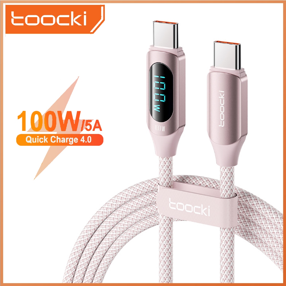 Toocki จอแสดงผล LED ชาร์จเร็ว Type C เป็น Type C สายเคเบิล PD 100W สําหรับ Xiaomi Samsung โทรศัพท์มือถือ Android สายชาร์จเร็ว