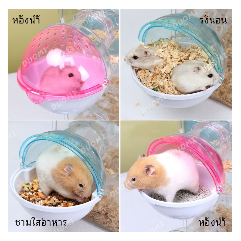 [มีในสต็อก + จัดส่งจากประเทศไทย]หนูแฮมสเตอร์ห้องน้ําภายนอกห้องซาวน่ากระบะทรายอุปกรณ์หมีสีทองกรงอะคริลิคภายนอก - รูปที่ 3