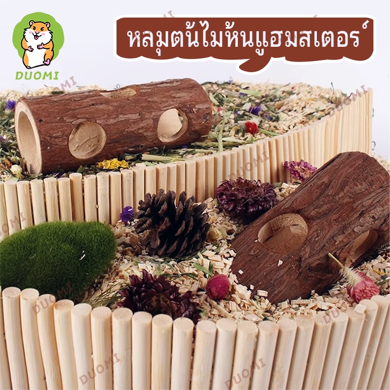 [ในสต็อก + จัดส่งจากประเทศไทย]หนูแฮมสเตอร์อุโมงค์การจัดสวนเจาะรูหมีสีทองท่อไม้เนื้อแข็งหลอดต้นไม้ไม้ธรรมชาติรูต้นไม้อุโมงค์สัตว์กีฬาของเล