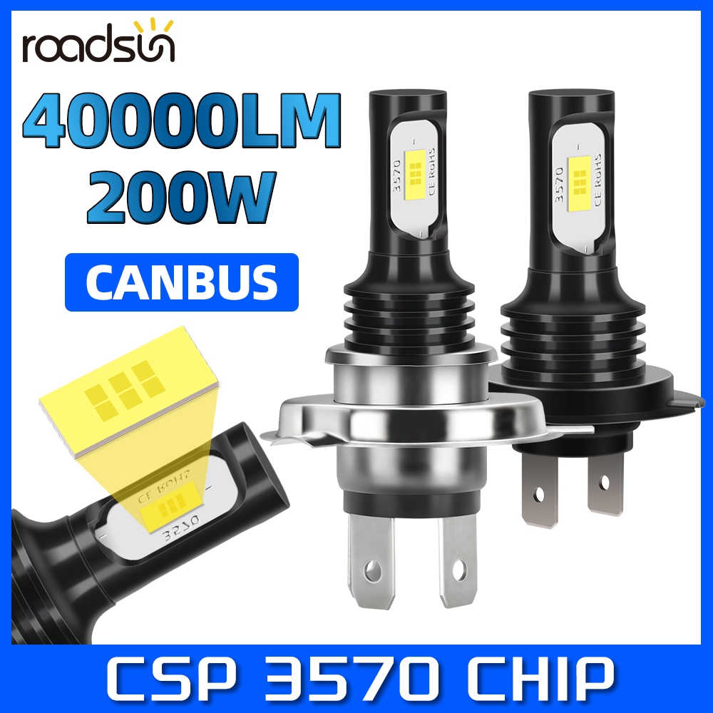 Roadsun 2 ชิ้น H3 H4 H7 H11 9005 9006 5202 880 881 Led ไฟหน้ารถหลอดไฟ Mini 100 วัตต์ 6000 พัน 20000LM หมอกโคมไฟ 900% Bright ประหยัดพลังงานอายุการใช้งานยาวนาน 1:1 ขนาด 12/24 โวลต์ CSP ชิป Canbus