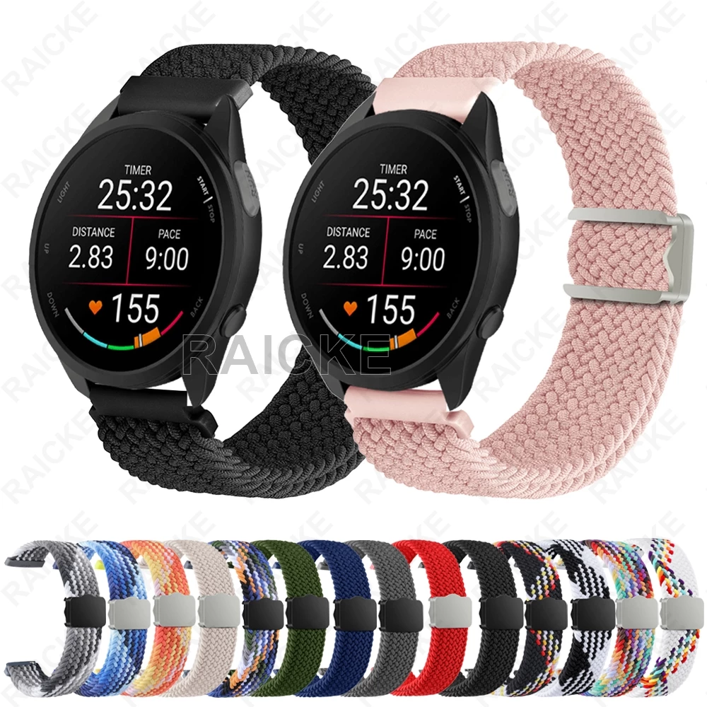 สายรัดข้อมือนาฬิกาทอ 20mm สำหรับ Garmin vivoactive 5 6 3 Music/ Forerunner 55/70/170/165/245/645/158/168 / Approach S50