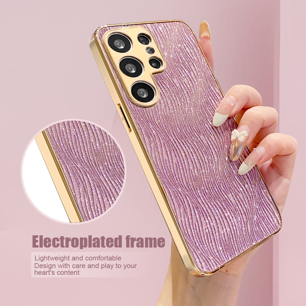 Glitter ระลอกน้ําเคสโทรศัพท์สําหรับ Samsung Galaxy S26 S25 S24 S23 Ultra S25 Edge S25 Plus S26 Plus S24 FE S23 FE S25 FE Luxury Gold Plating Hard กันกระแทก ราคา ถูกที่สุด ดีลบีเคเค แกลเลอรีภาพที่ 7