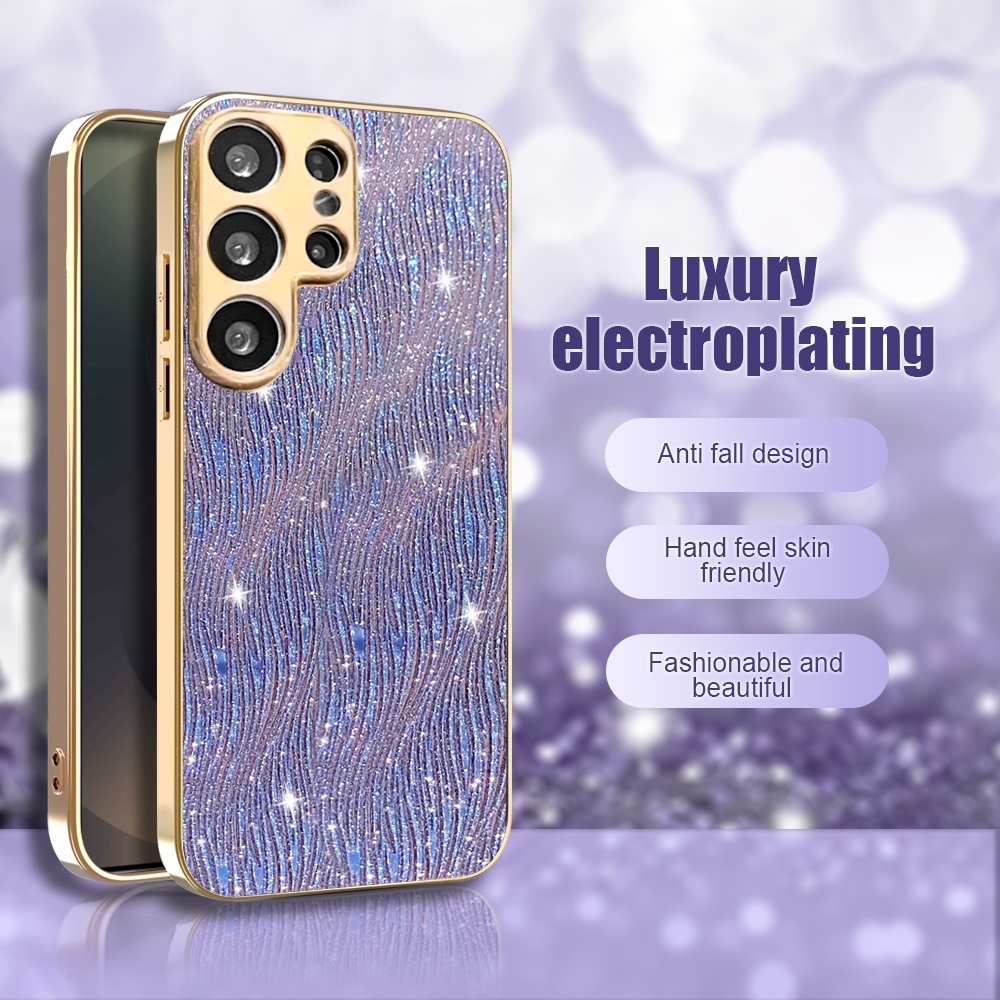 Glitter ระลอกน้ําเคสโทรศัพท์สําหรับ Samsung Galaxy S26 S25 S24 S23 Ultra S25 Edge S25 Plus S26 Plus S24 FE S23 FE S25 FE Luxury Gold Plating Hard กันกระแทก ราคา ถูกที่สุด ดีลบีเคเค แกลเลอรีภาพที่ 6