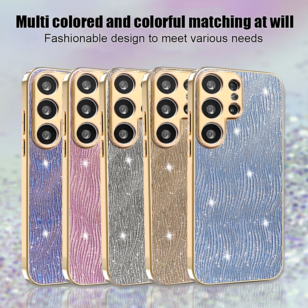Glitter ระลอกน้ําเคสโทรศัพท์สําหรับ Samsung Galaxy S26 S25 S24 S23 Ultra S25 Edge S25 Plus S26 Plus S24 FE S23 FE S25 FE Luxury Gold Plating Hard กันกระแทก ราคา ถูกที่สุด ดีลบีเคเค แกลเลอรีภาพที่ 5