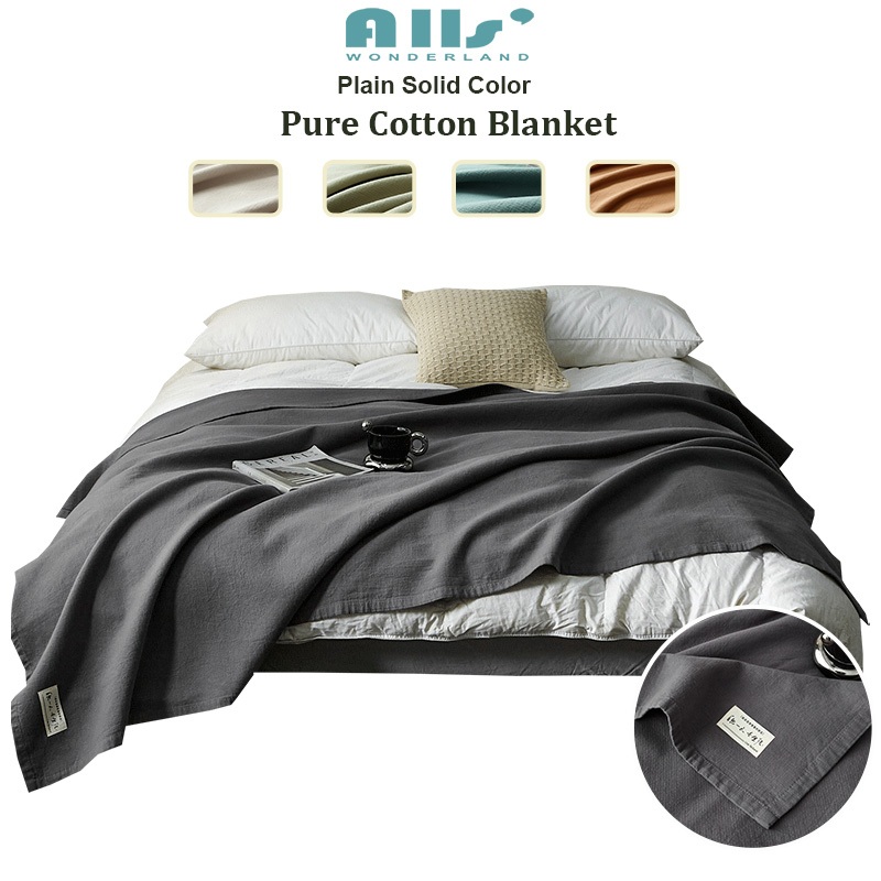 ลินิน ผ้าฝ้ายทั้งหมด blanket cotton ผ้าห่ม 6 ฟุต 3ฟุต 5ฟุต ผ้าห่มสีเทา ผ้าห่มบาง ผ้านวมบาง ขนนุ่ม