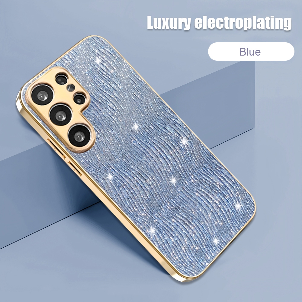 Glitter ระลอกน้ําเคสโทรศัพท์สําหรับ Samsung Galaxy S26 S25 S24 S23 Ultra S25 Edge S25 Plus S26 Plus S24 FE S23 FE S25 FE Luxury Gold Plating Hard กันกระแทก ราคา ถูกที่สุด ดีลบีเคเค แกลเลอรีภาพที่ 3