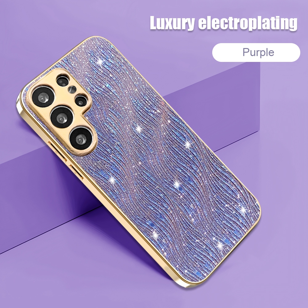 Glitter ระลอกน้ําเคสโทรศัพท์สําหรับ Samsung Galaxy S26 S25 S24 S23 Ultra S25 Edge S25 Plus S26 Plus S24 FE S23 FE S25 FE Luxury Gold Plating Hard กันกระแทก ราคา ถูกที่สุด ดีลบีเคเค รูปภาพหลัก