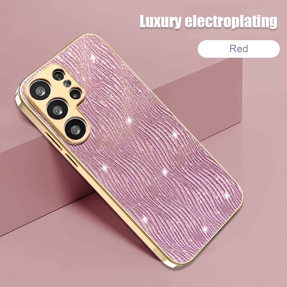 Glitter ระลอกน้ําเคสโทรศัพท์สําหรับ Samsung Galaxy S26 S25 S24 S23 Ultra S25 Edge S25 Plus S26 Plus S24 FE S23 FE S25 FE Luxury Gold Plating Hard กันกระแทก ราคา ถูกที่สุด ดีลบีเคเค แกลเลอรีภาพที่ 2