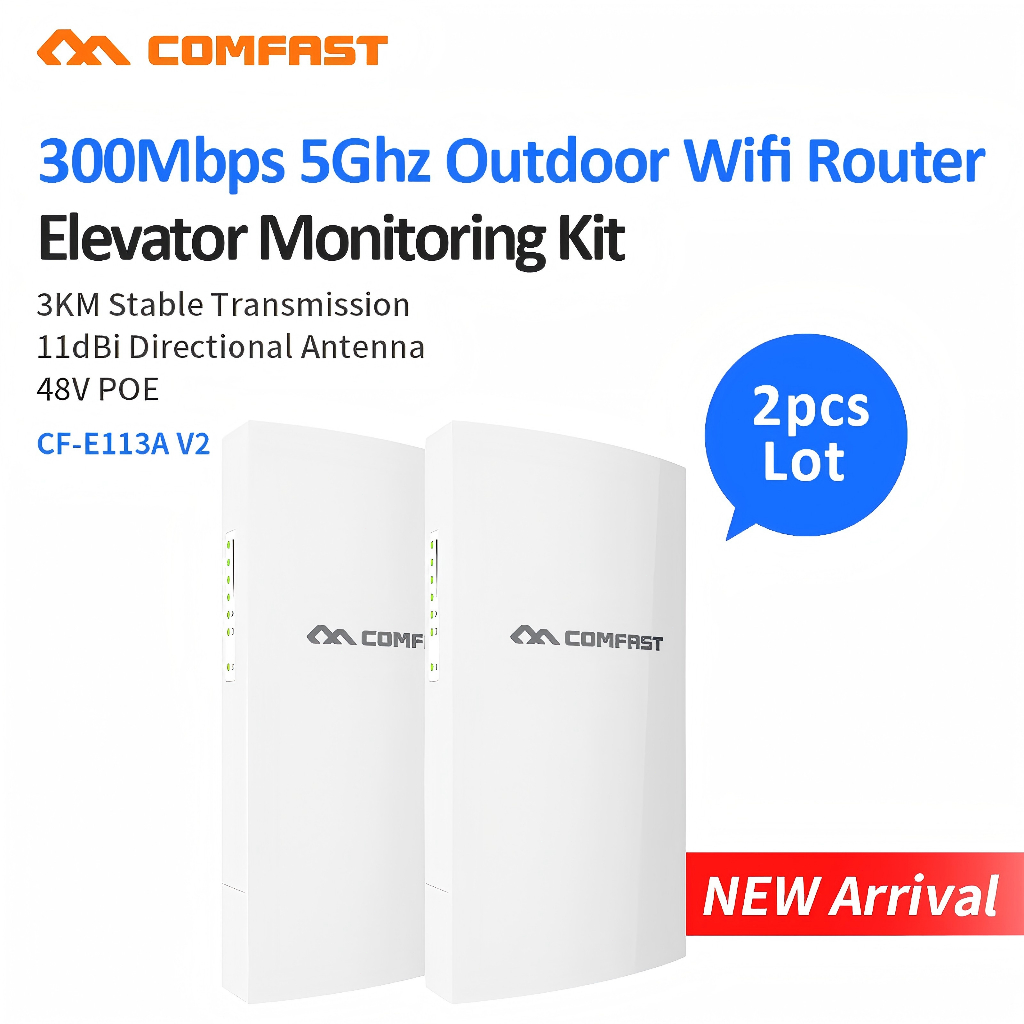 ใหม่อัพเกรด Comfast CF-E113AV2 2PCS WiFi Bridge 300Mbps 1-3 กม. จุดไปยังจุด 5GHz Outdoot เราเตอร์ ไร