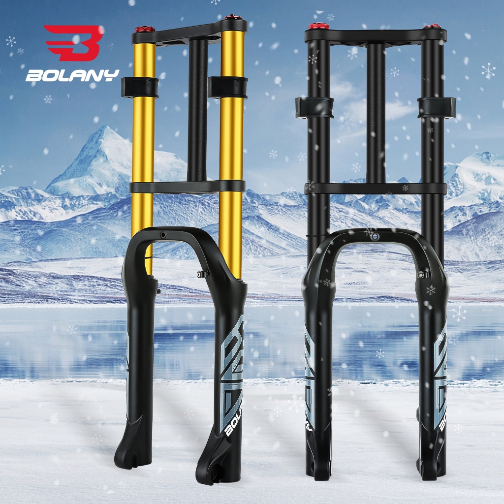 BOLANY จักรยานหิมะส้อมด้านหน้า 20 นิ้ว 26 นิ้ว 4.0 ยาง MTB จักรยานส้อม 110 มม.ไหล่คู่ Air Supension สําหรับ E-Bike