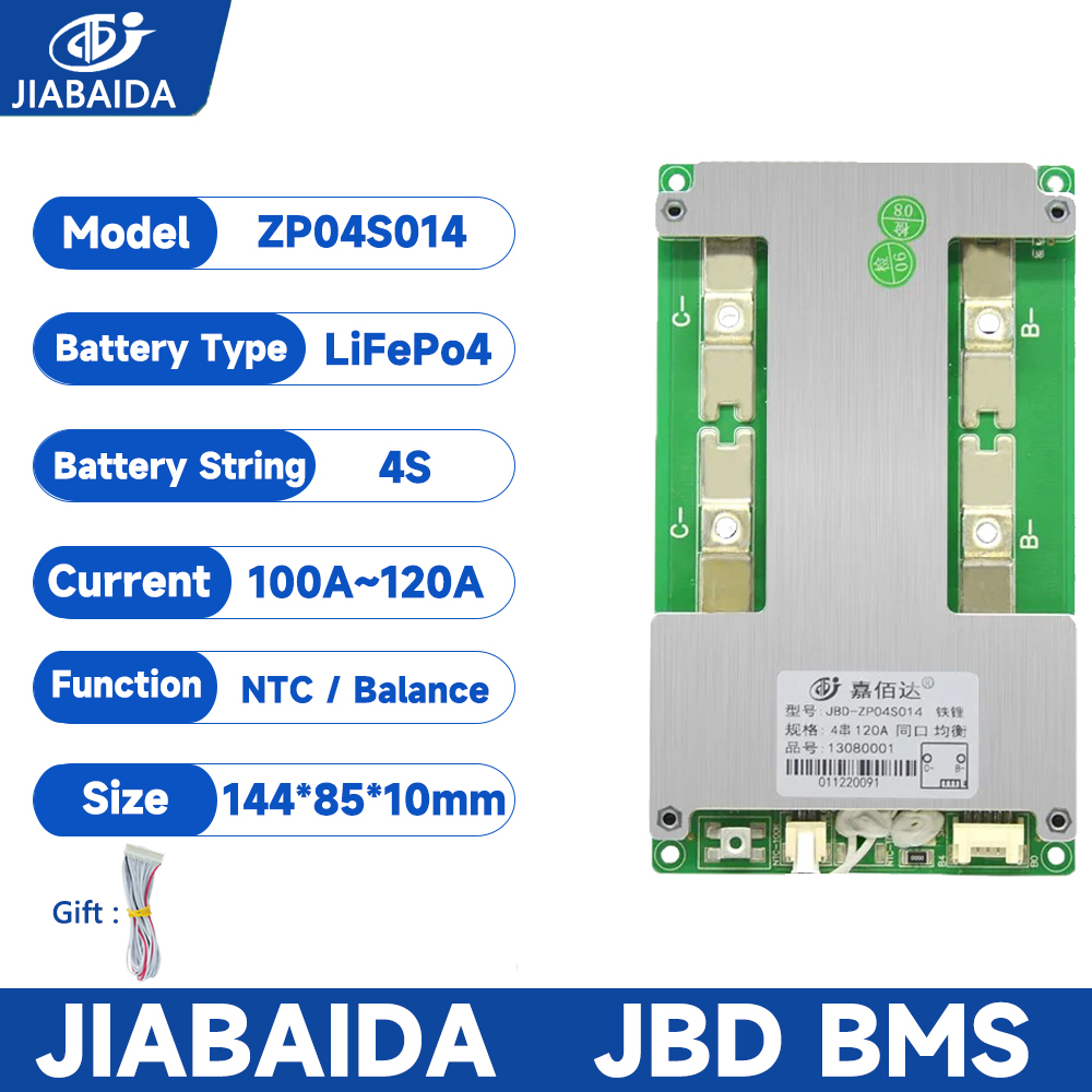 JBD BMS 4S 12V Lifepo4 3.2V 100A 120A กระแสพร้อม Balance Heating Series Temp SensorJIABAIDA BMS