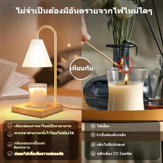 COD*โคมไฟอุ่นเทียน Candle warmer โคมไฟเทียนหอม ฐานไม้ โคมไฟอุ่นเทียน อุ่น ละลายหอม