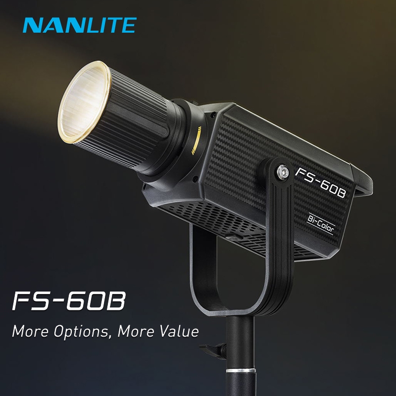 Nanlite FS-60B 70W ไฟ LED การถ่ายภาพ Bi-สี 2700K-6500K COB แสงแฟลช Stroboscopic สตูดิโอโคมไฟ